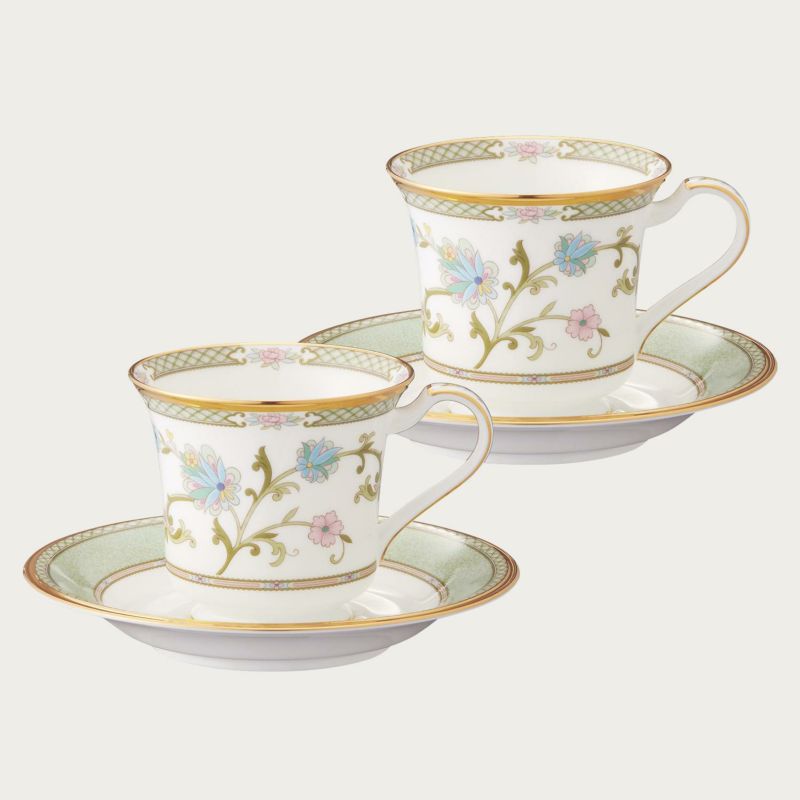 ノリタケ Noritake ヨシノ アメリカン碗皿ペアセット(グリーン 