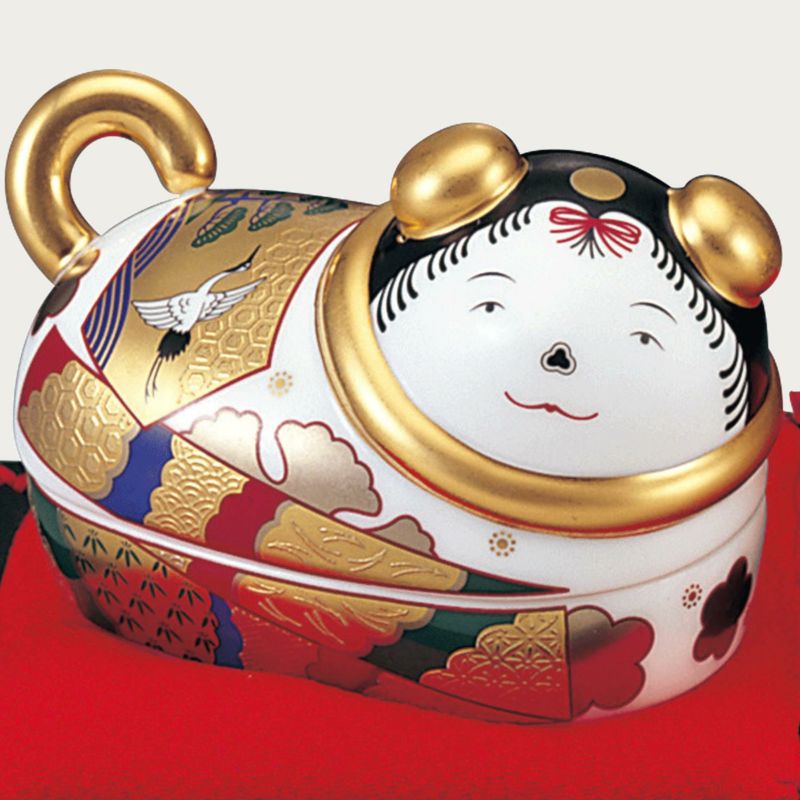 ノリタケ Noritake 桃の節句 置物 歳時記 蓋物 犬筥（いぬばこ