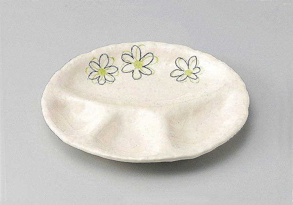 三陶 萬古焼 仕切りプレート ランチプレート 大皿 花夢(赤) 12272 花夢