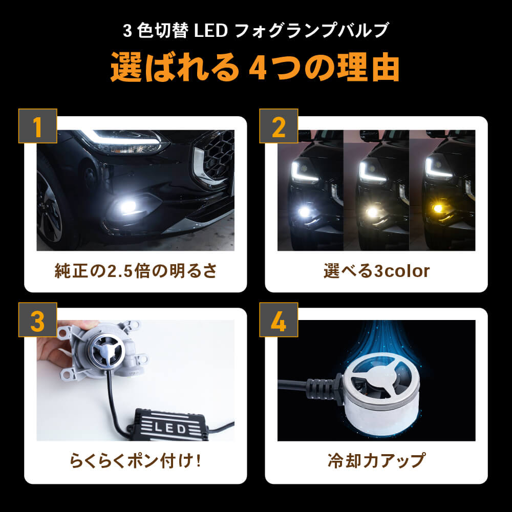 スイフト SWIFT ZCE ZDE ZCD ZDD 専用 3色切替LEDフォグランプ