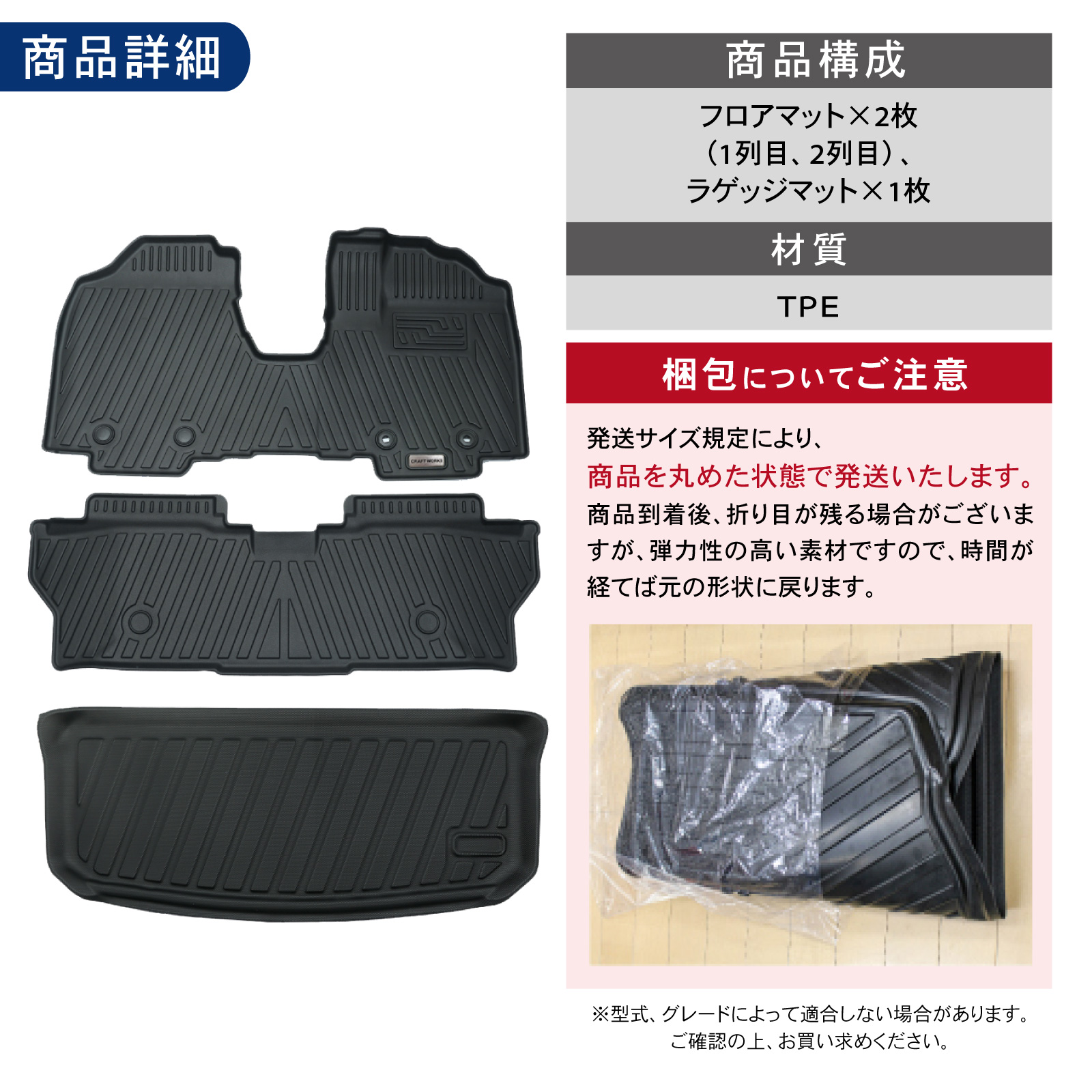 確認用 ルーミー タンク フロアマット ラゲッジマット トランクマット