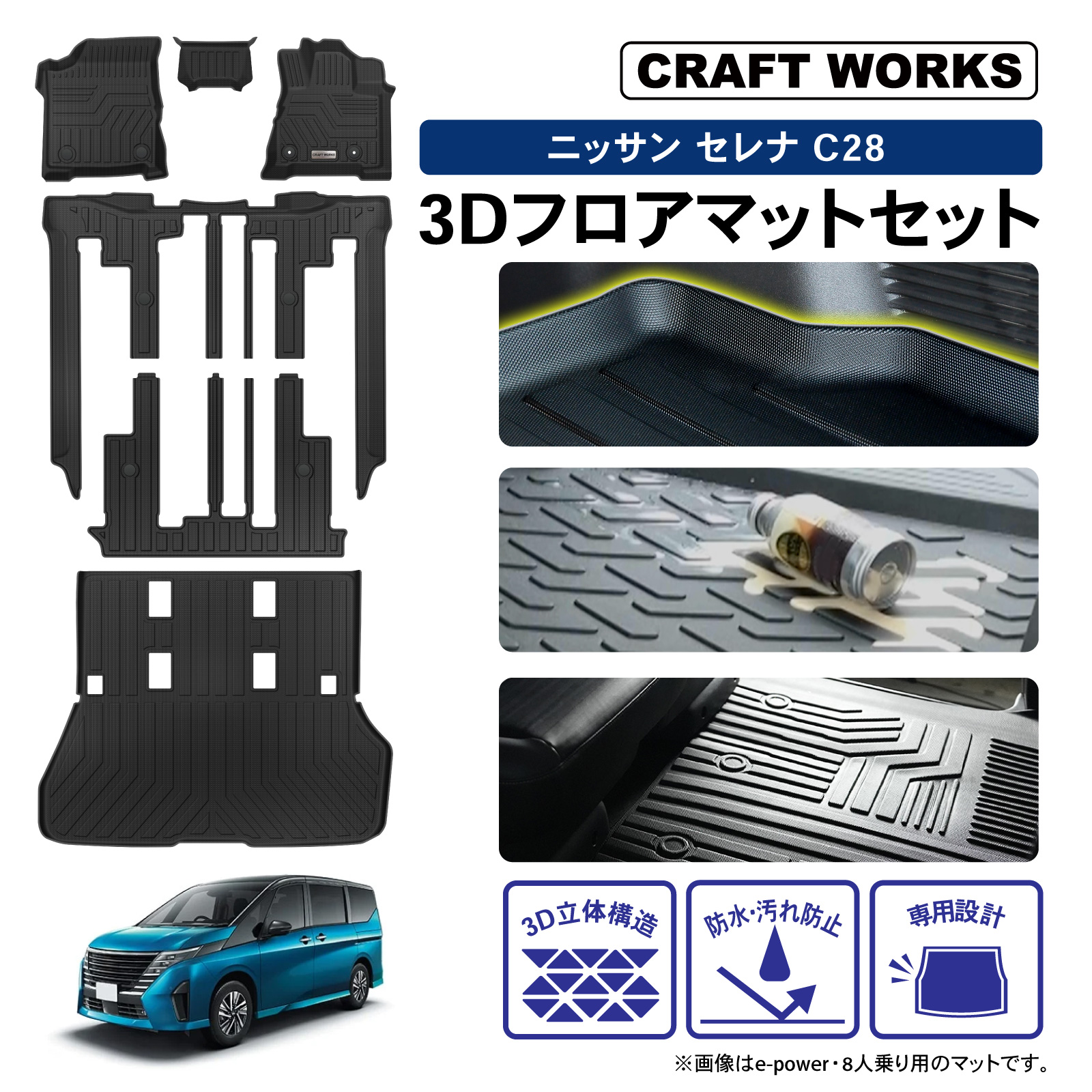 ななさん専用 11/2発送 新型 セレナ C28 フロアマット ラゲッジマット 3D 上段 フロア