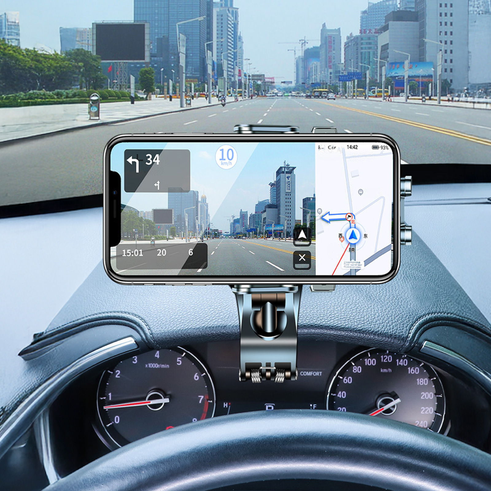 スマホホルダー 回転 1800° 車載 クリップ 固定 強力 スタンド ホルダー 携帯 スマホ ダッシュボード サンバイザー ミラー UG スマートフォン iPhone Samsung | ブランド登録なし | 11