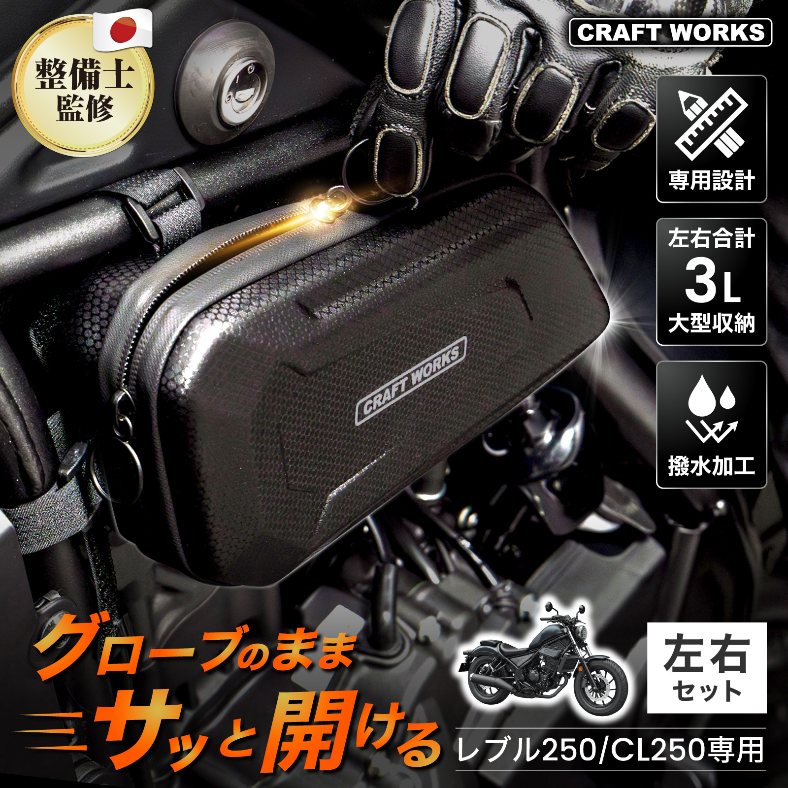 レブル 250 エンジンサイドバッグ サイドケース サイドバッグ セット