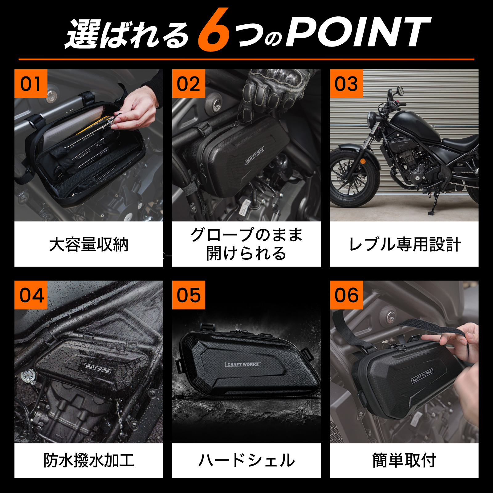 レブル 250 エンジン サイドバッグ サイドケース 単品 バイク用 バッグ