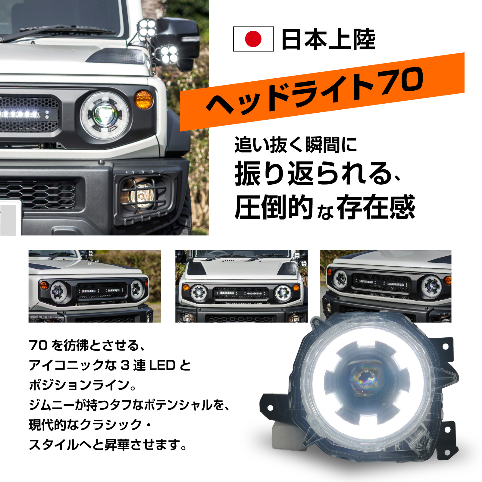 ジムニー ノマド JC74W フロントカスタム ヘッドライト 70タイプ