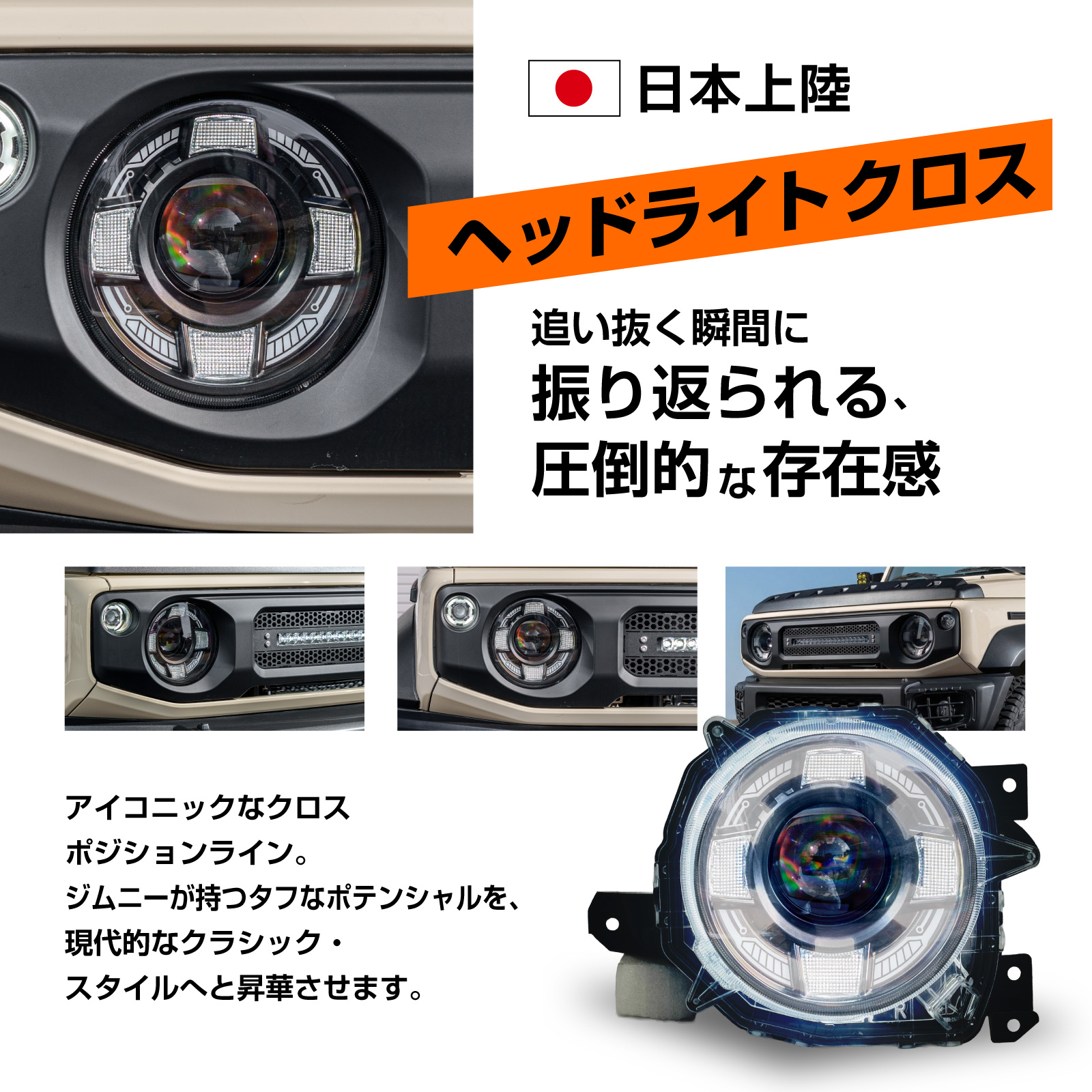 ジムニー ジムニー シエラ フロントカスタム  ヘッドライト フロントグリル シングル バグガード フロントバンパーガード フォグライトカバー Aピラーランプの画像