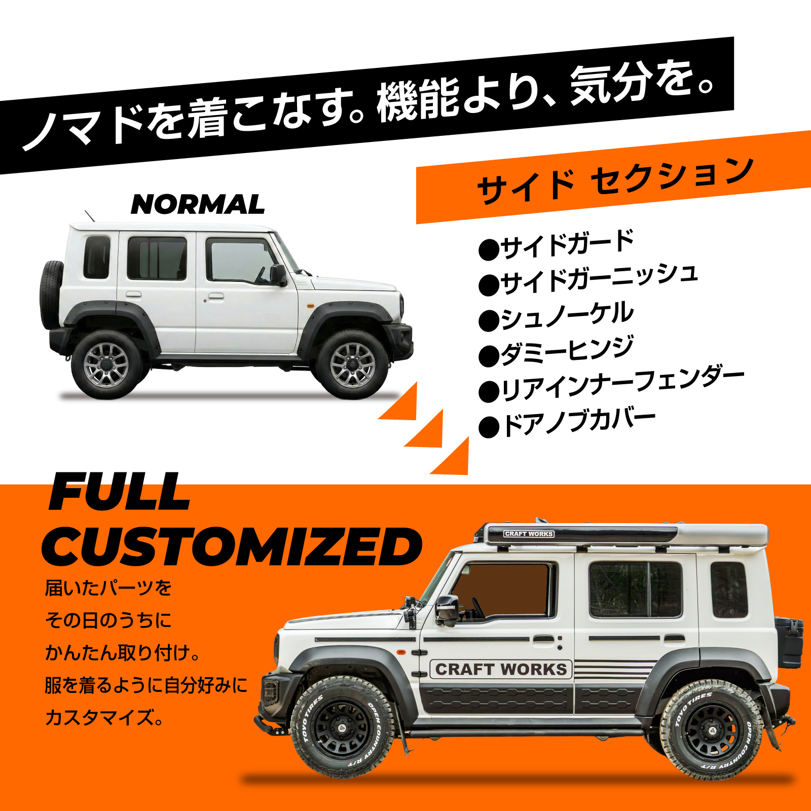 ジムニー ノマド サイドカスタム サイドガード サイドガーニッシュ