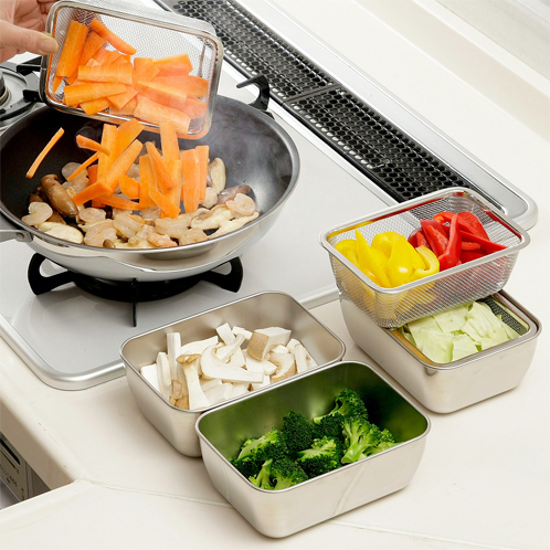 シリコンフタ付 角バット&ザル 各3個セット 9点 43377 下村企販 トレー