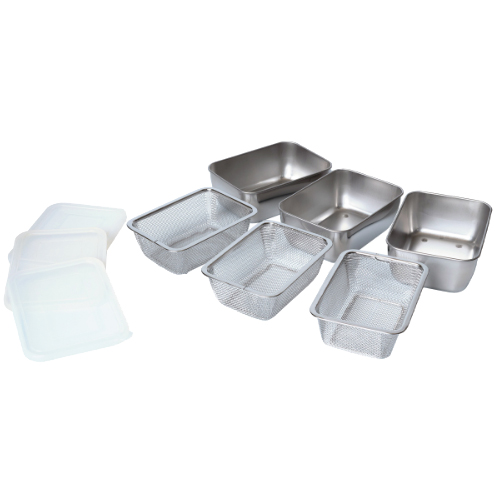 シリコンフタ付 角バット&ザル 各3個セット 9点 43377 下村企販 トレー