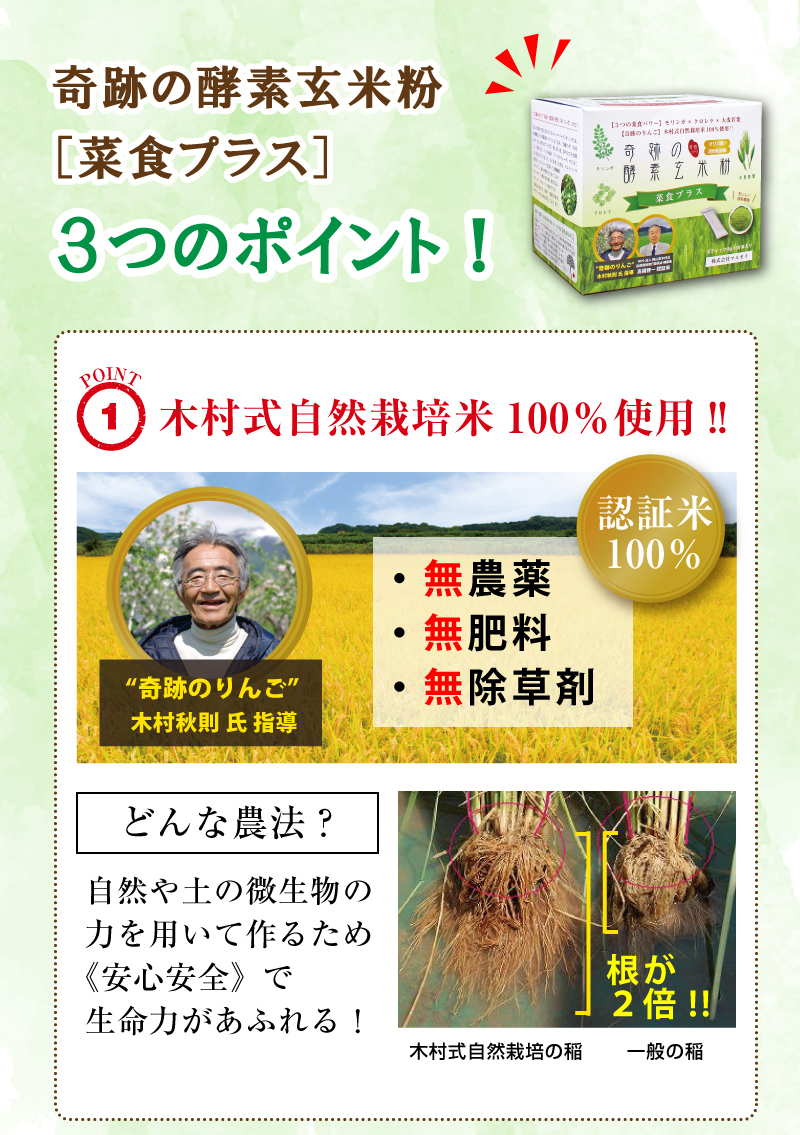 奇跡の酵素玄米粉 菜食プラス 8g×30包 240g 1箱 発酵玄米 モリンガ 大麦若葉 クロレラ 無農薬 抹茶風味 乳酸菌 オリゴ糖 スーパーフード |  | 03