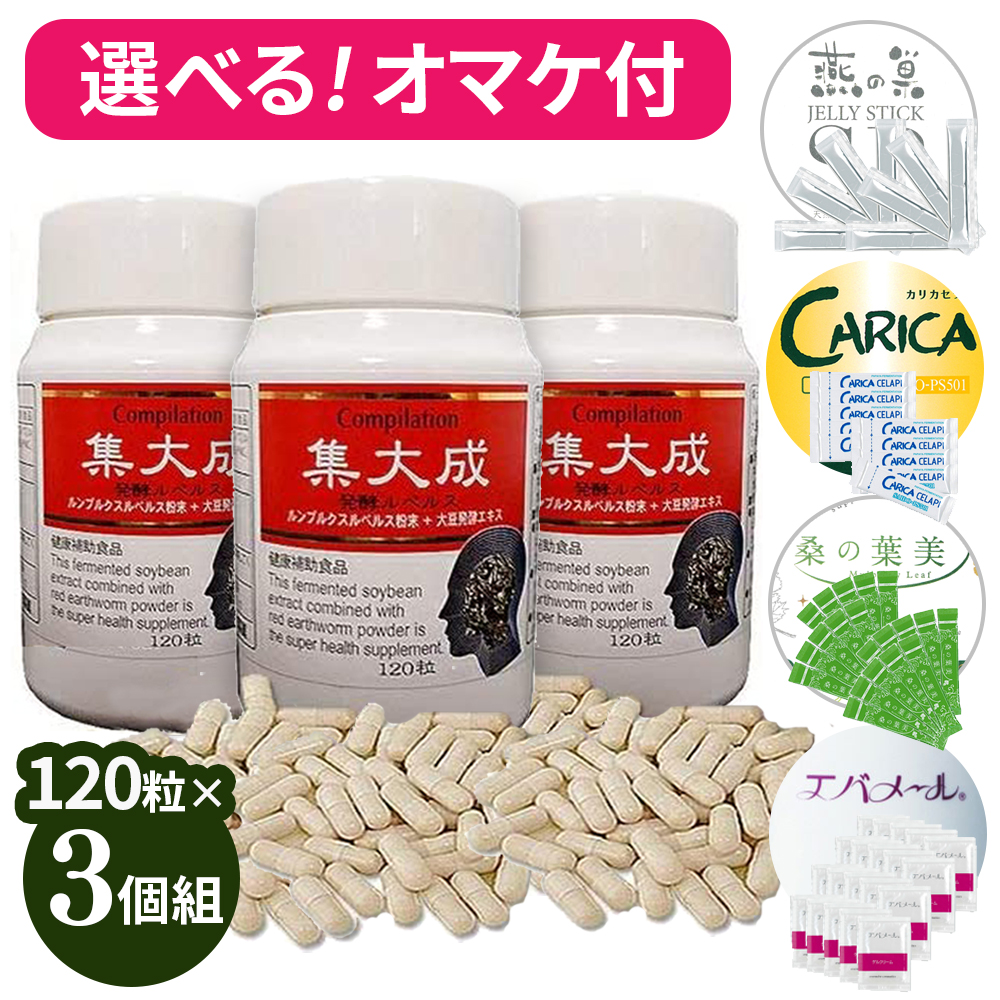 集大成 発酵ルベルス 120粒×3箱 選べるおまけ付き 3個セット しゅう