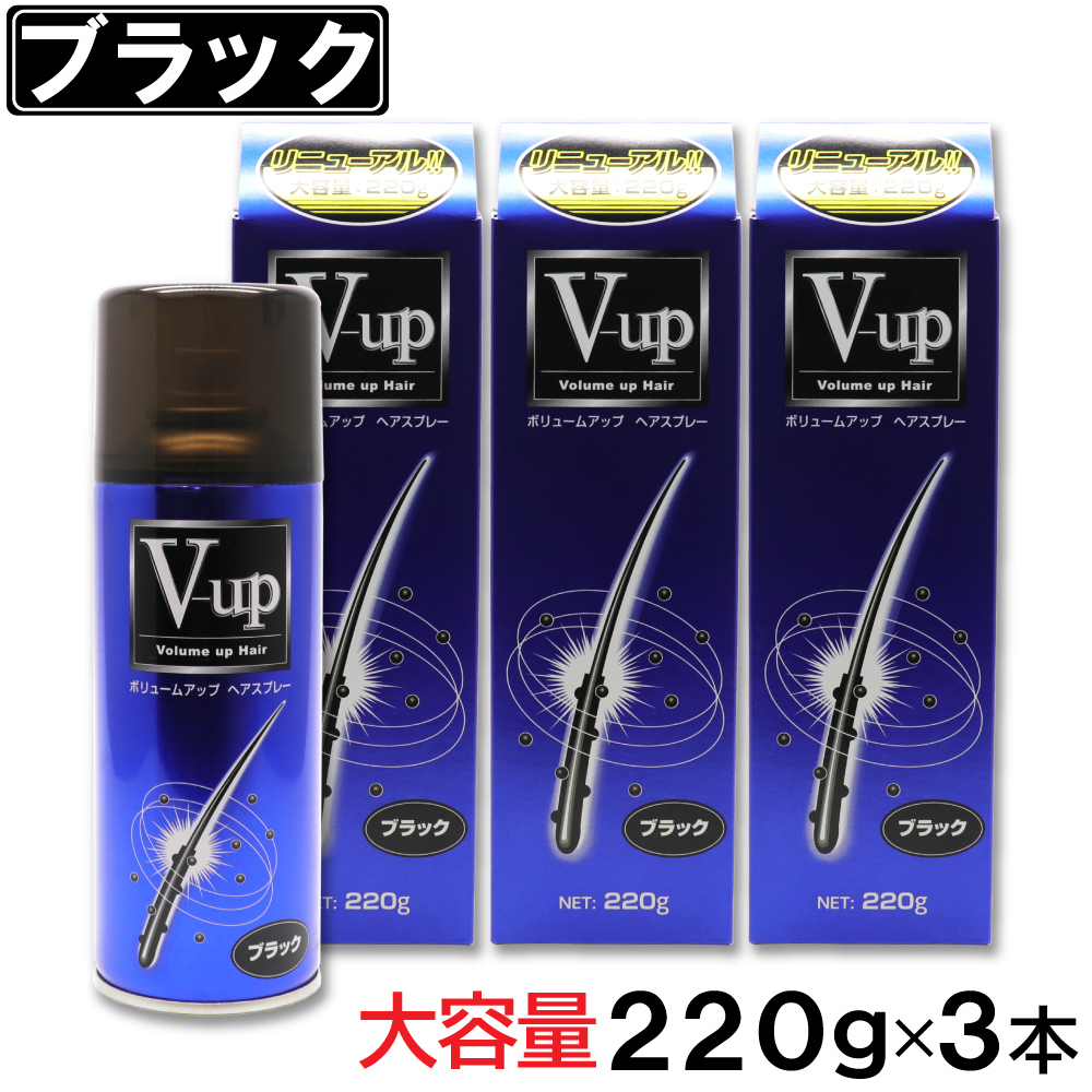 増毛スプレー ブラック 大容量 220g ×3本 ボリュームアップ ヘアスプレー ピノーレ V-up｜wagonsale-kanahashi