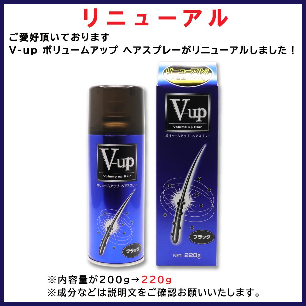 増毛スプレー ブラック 大容量 220g ×3本 ボリュームアップ ヘアスプレー ピノーレ V-up｜wagonsale-kanahashi｜07