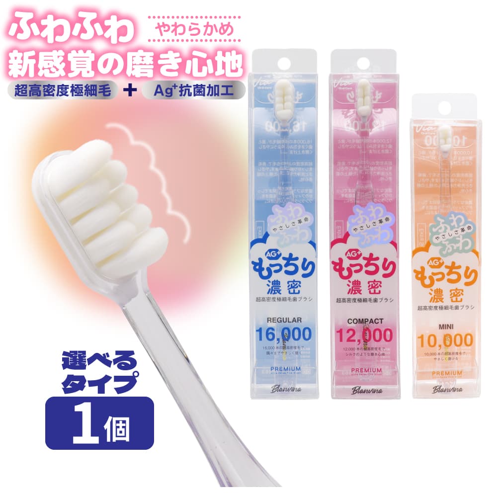 歯ブラシ 超高密度極細毛 AG+ 抗菌加工 やわらかめ 1個 もっちり濃密 レギュラー コンパクト ミニ ハブラシ 爆買