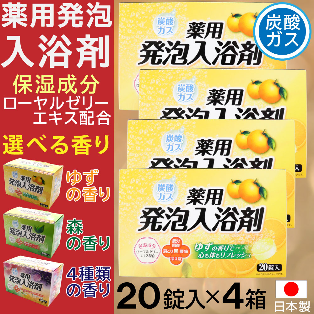 ライオンケミカル 入浴剤 炭酸ガス 薬用発泡入浴剤 20錠入×4箱 ゆずの