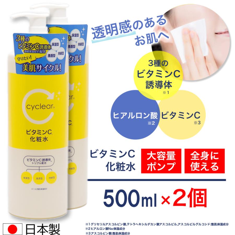 ビタミンC誘導体 化粧水 500ml ×2個 ビタミンＣ 柑橘系の香り 毛穴ケア 日本製｜wagonsale