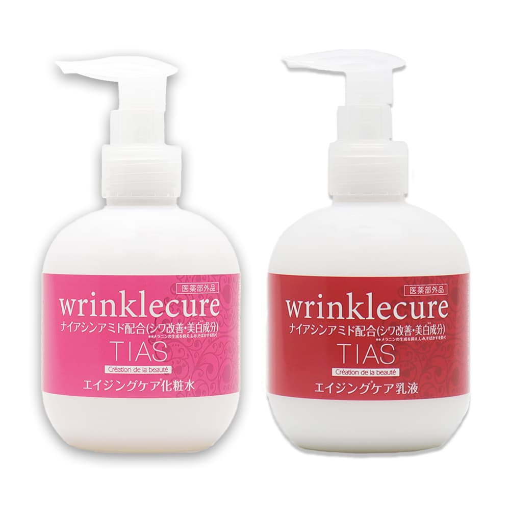 2 Tias TIAS シワ改善 化粧水 200ml + 乳液 セット ナイアシンアミド 配合 しみ そばかす 対策 リンクルキュア エイジングケア 医薬 ...