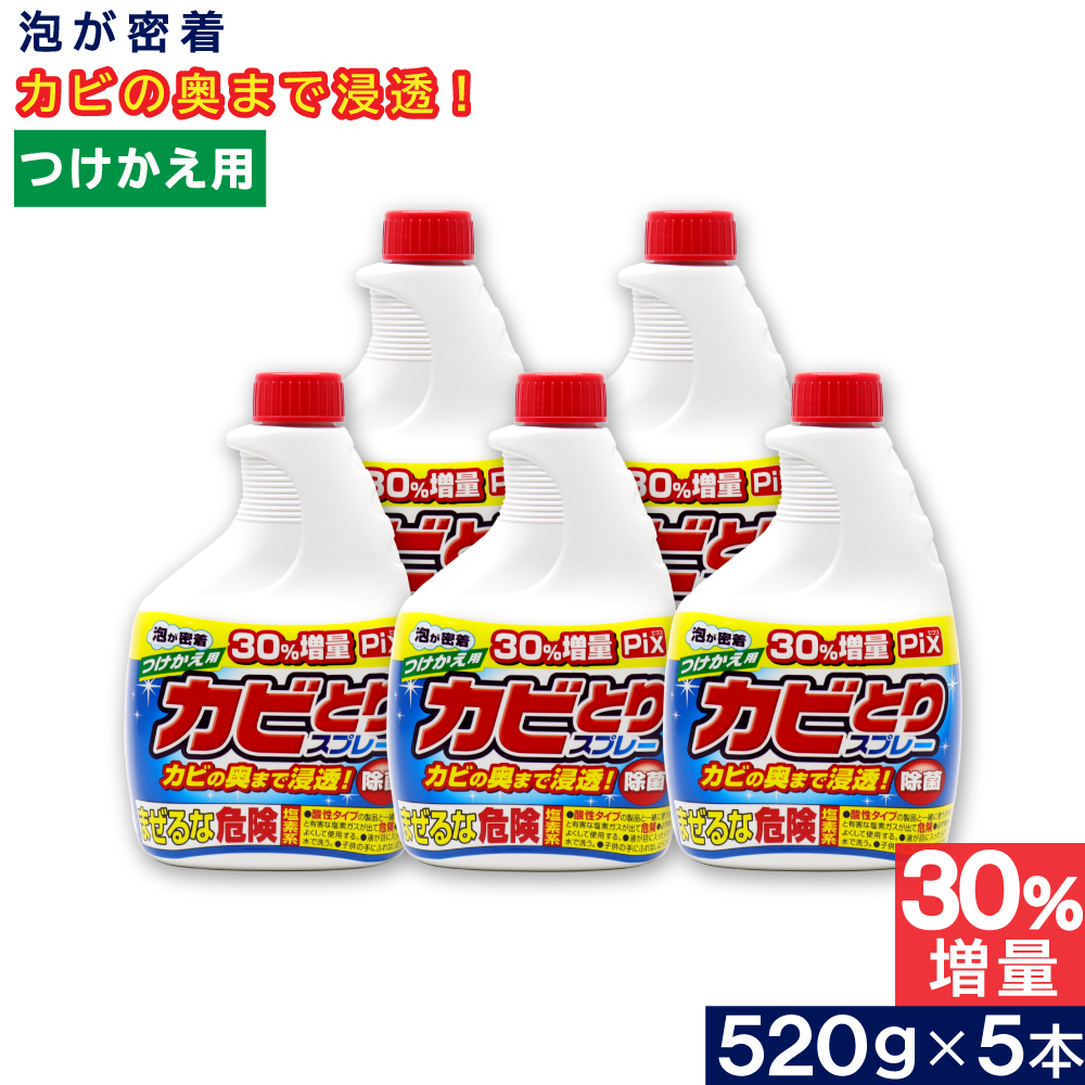 Pix カビとりクリーナー 泡 つけかえ用 大容量 520g ×5本 塩素系 浴室 カビ汚れ 日本製｜wagonsale