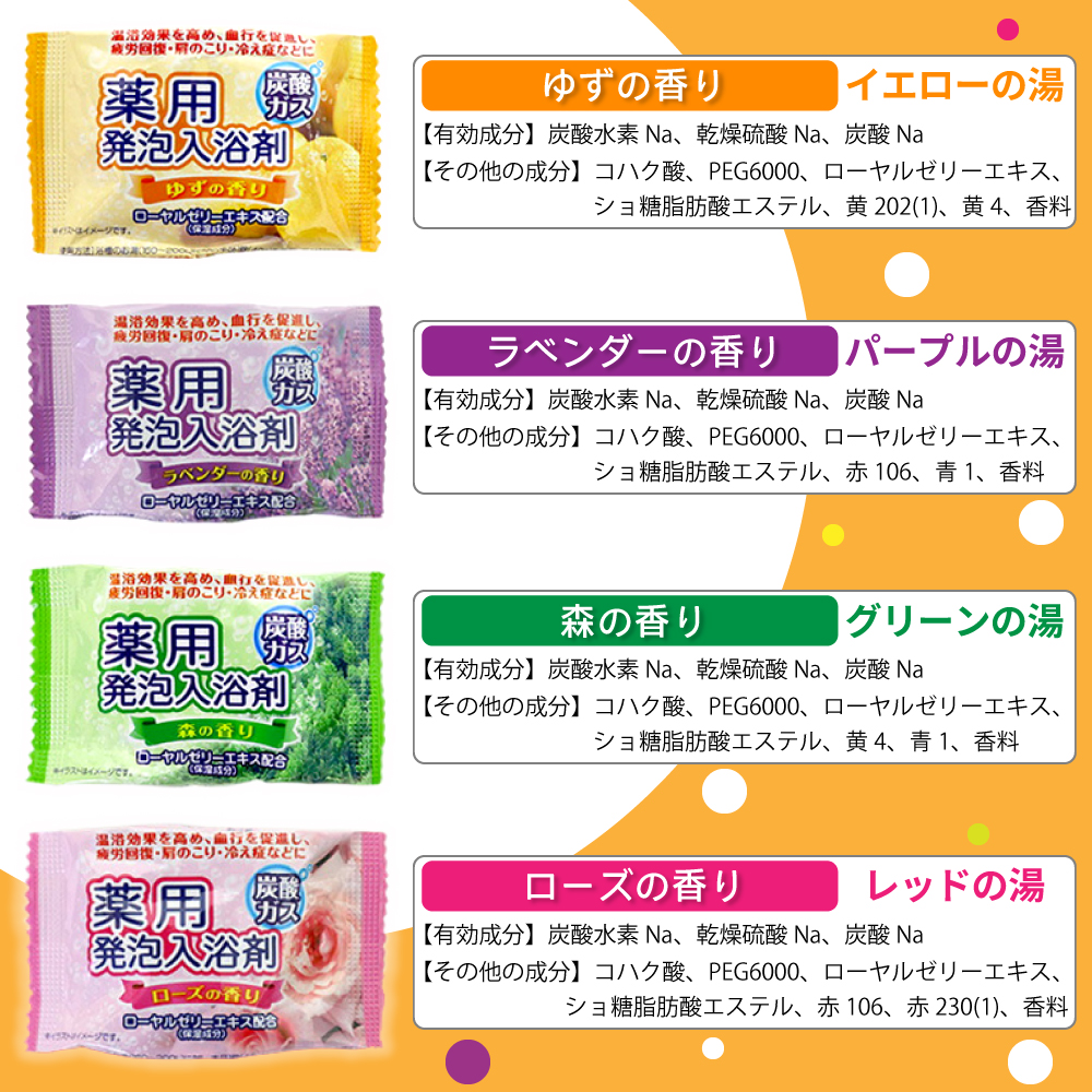 入浴剤 薬用発泡入浴剤 96錠入 (16種類×6錠) 発泡 ローヤルゼリーエキス配合 医薬部外品 日本製 まとめ買い お徳用 大量 爆買 関連画像5