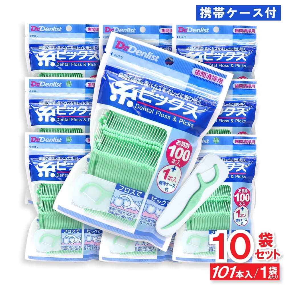 ドクターデンリスト 糸ピックス 101本入り ×10袋セット 携帯ケース付