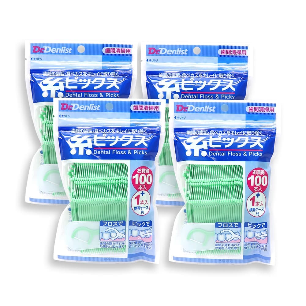 ドクターデンリスト 糸ピックス 101本入り ×4袋セット 携帯ケース付 歯