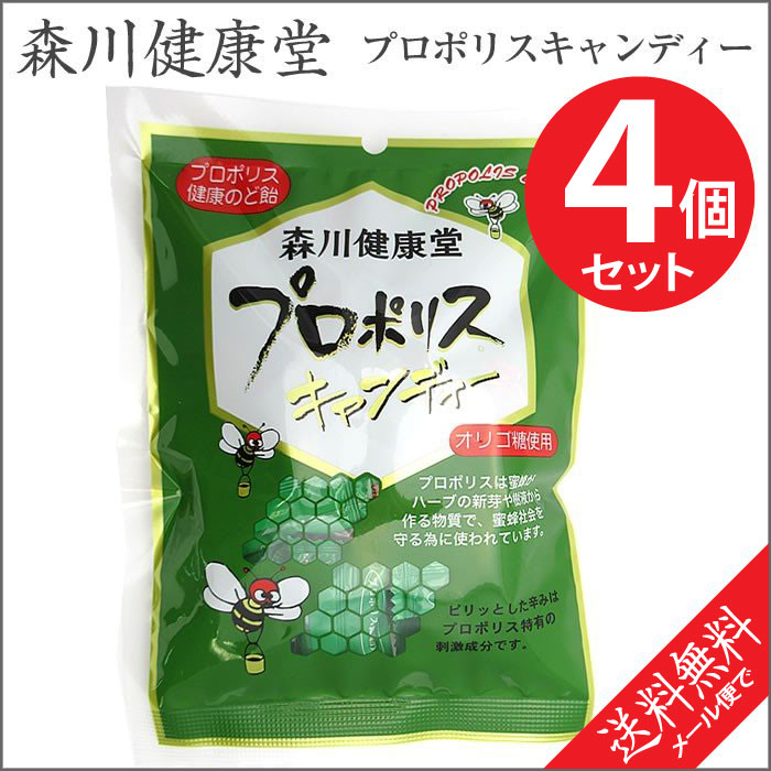 プロポリスキャンディー のど飴 100g×4個セット 森川健康堂 プロポリスエキス含有 熊本県 はちみつ プロポリス 送料無料