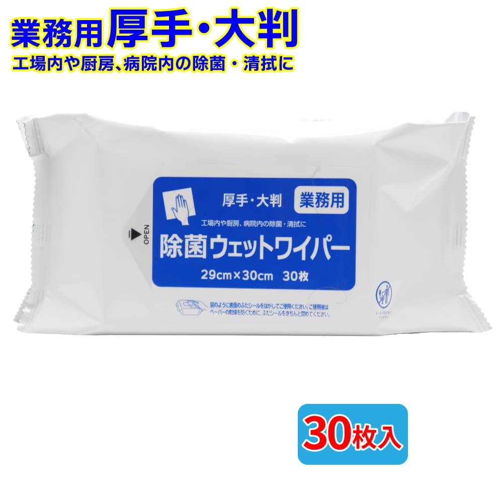 除菌 業務用 ウェットワイパー 厚手大判 29cm×30cm 30枚入 大一紙工 天然抗菌成分 台ふきん 布巾 雑巾
