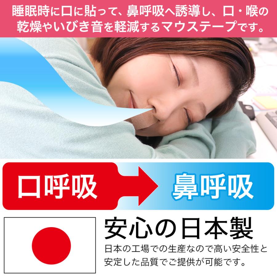 マウステープ いびき 対策 乾燥 睡眠 口呼吸防止 口閉じ 鼻呼吸 日本製 80枚入 ポイント消化｜wagonsale｜04
