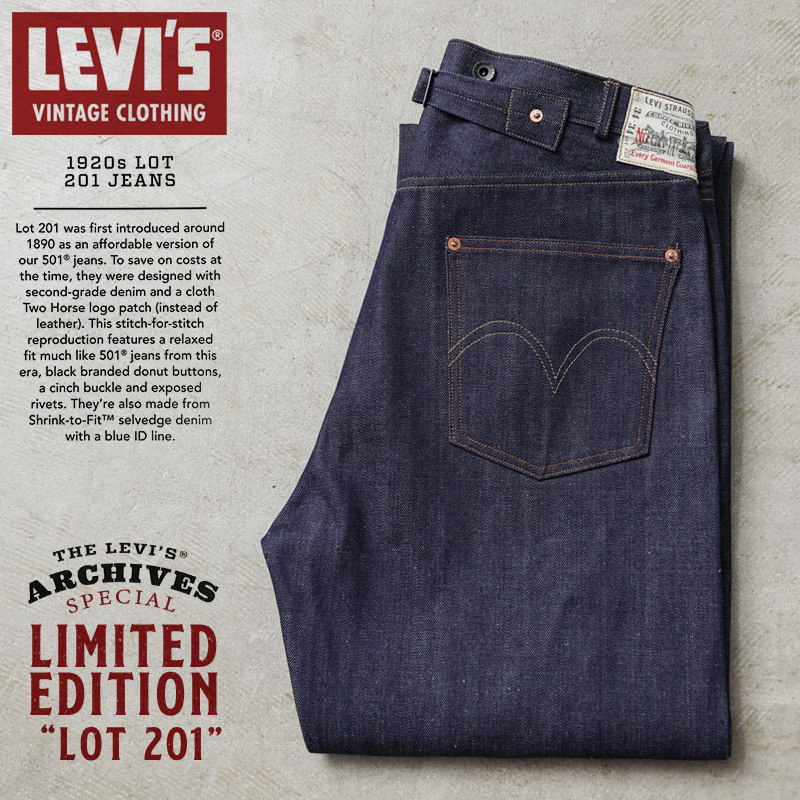Levi's VINTAGE CLOTHING LEVI'S 001L8-0000 1920's LOT 201