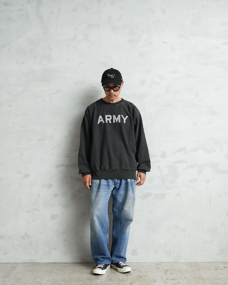 HOUSTON（ヒューストン） 22344 PIGMENT DYE ARMY プリント スウェット