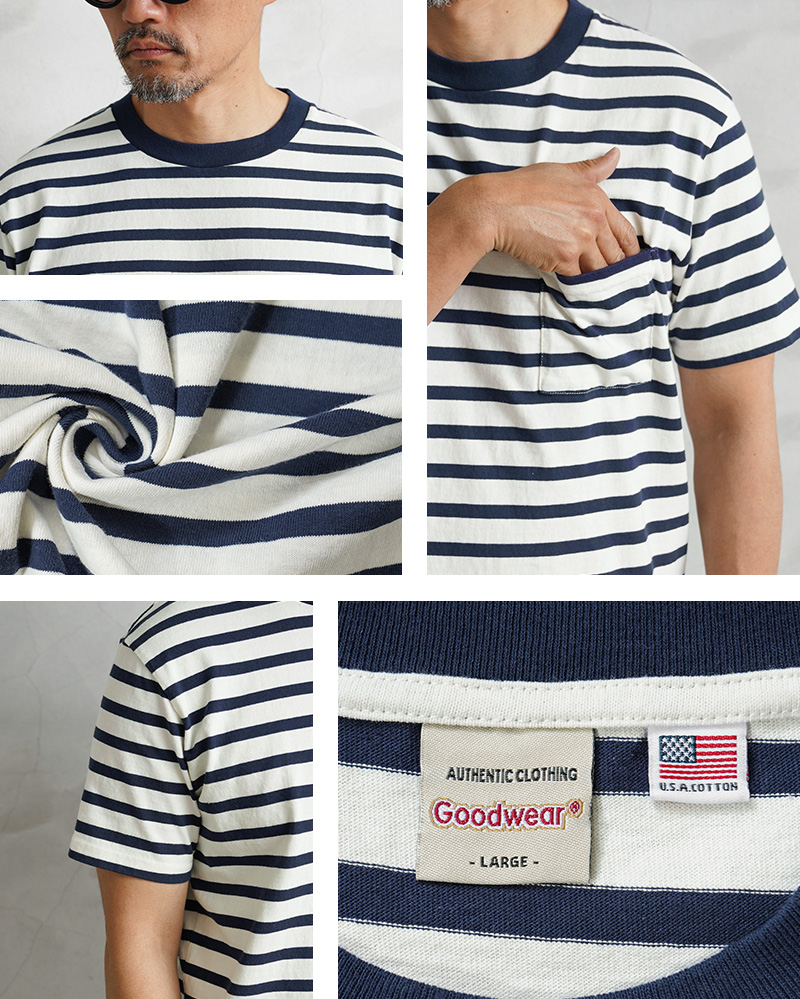 Goodwear グッドウェア 2W7-14213 USAコットン S/S ボーダー T