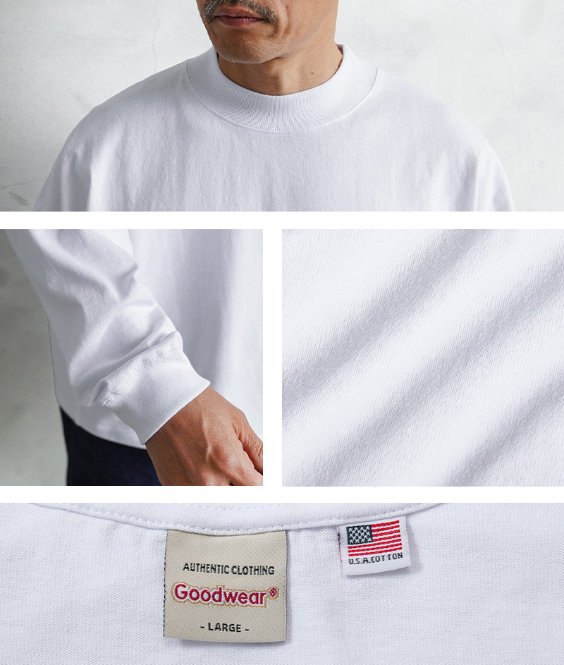 Goodwear（グッドウェア） 2W7-61205 USAコットン 袖リブ ハイネック L