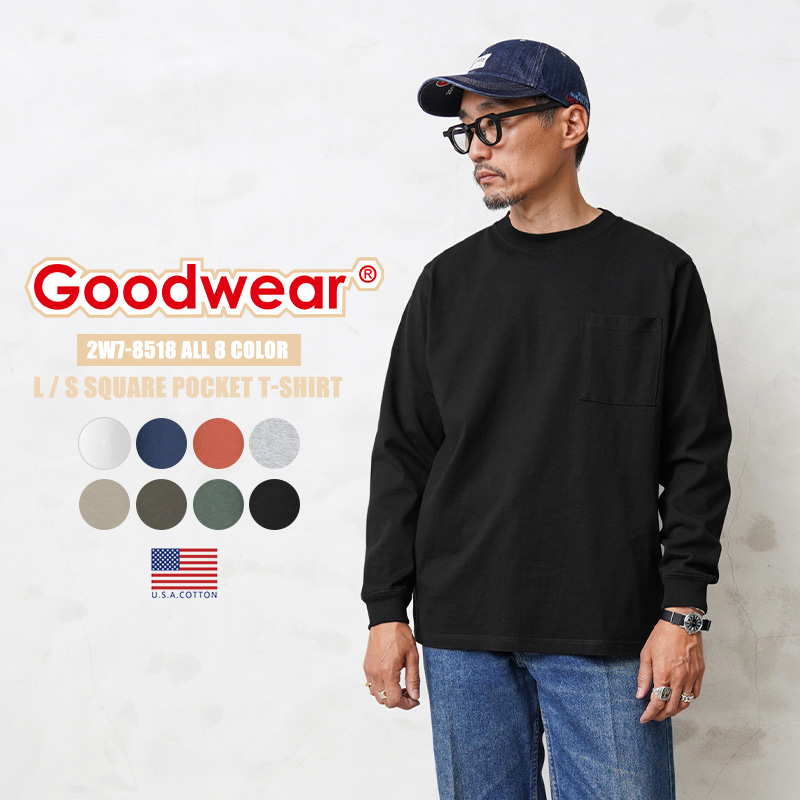 Goodwear グッドウェア 2W7-8518 USAコットン L/S 四角ポケット T