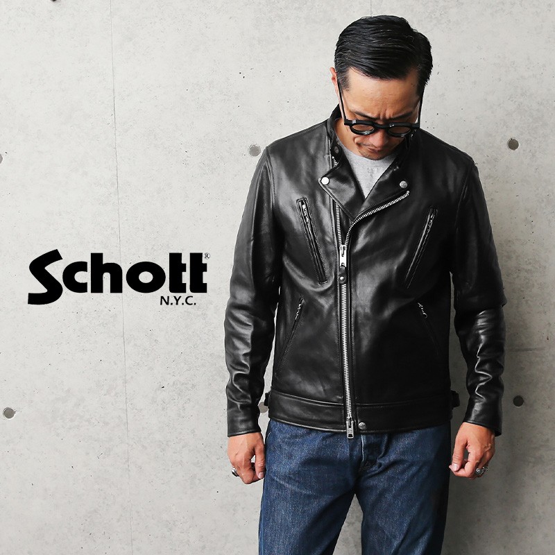 Schott 3101054 シングル ブレスト ライダースジャケット 革ジャン