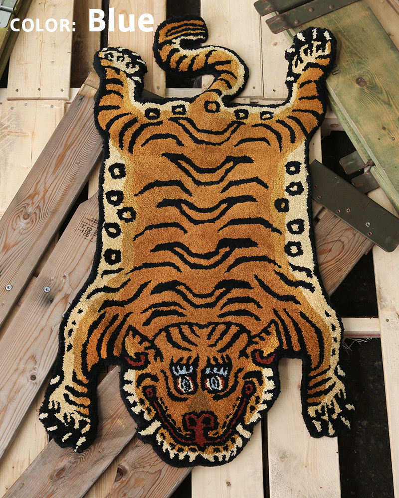 新品 チベタン タイガーラグ Sサイズ カーペット 絨毯 玄関用 トイレ 