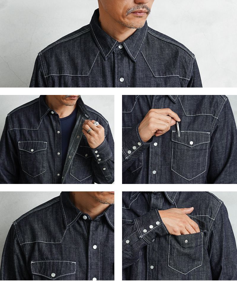 ウエスタンデニムシャツ HOUSTON（ヒューストン） 40695 USA COTTON DENIM WESTERN SHIRT USA