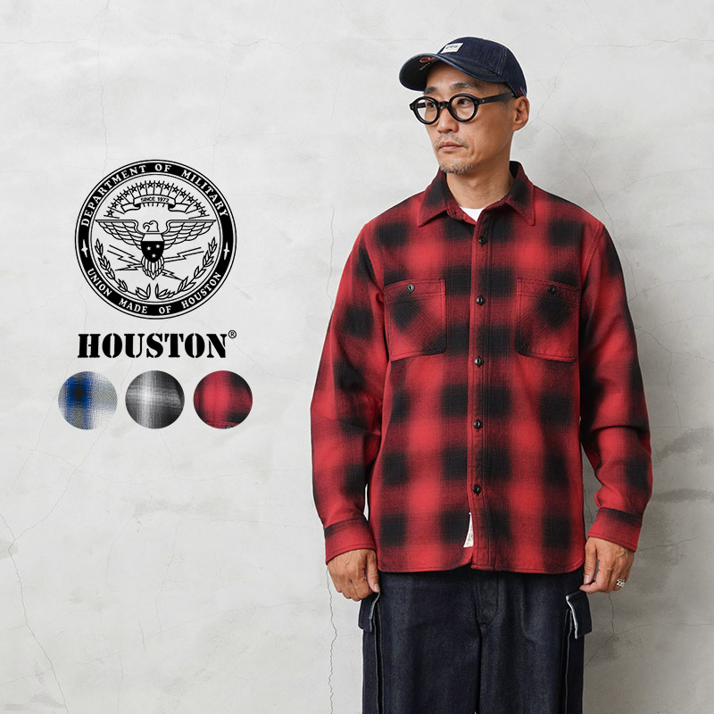 HOUSTON ヒューストン 41049 OMBRE CHECK VIYELLA SHIRT オンブレ―チェック ビエラ シャツ メンズ アメカジ  ブランド【T】