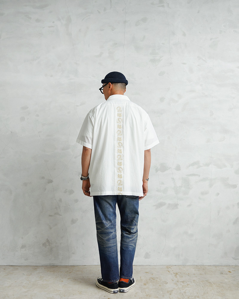 SALE HOUSTON ベトジャン刺繍キューバシャツ　Lサイズ HOUSTON ヒューストン 41219 EMB CUBA SHIRT（福）キューバ