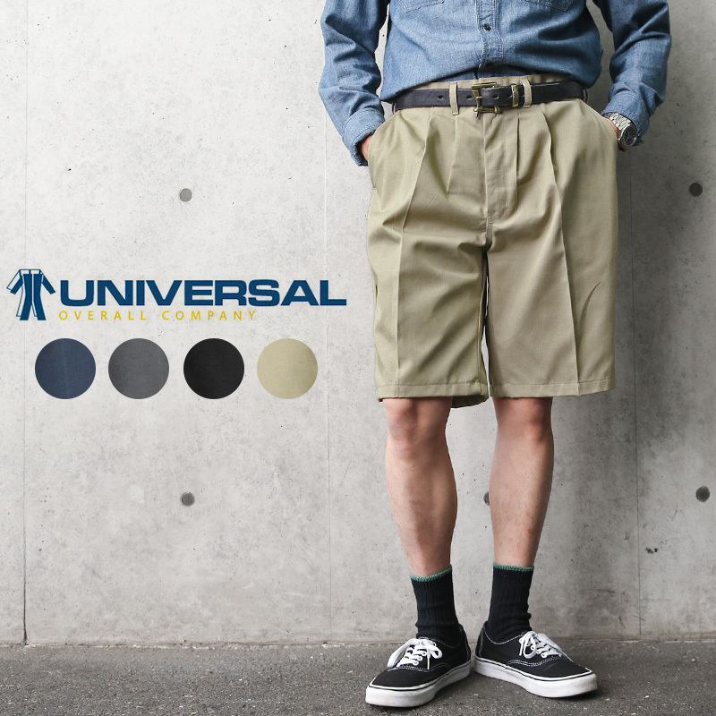 UNIVERSAL OVERALL COMPANY ユニバーサル オーバーオール カンパニー 537 PT34 プリーツフロントショートパンツ  ハーフパンツ【クーポン対象外】【T】