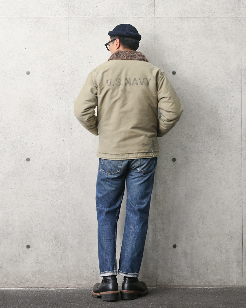 HOUSTON ヒューストン WAIPER別注 5N-1XVW 米海軍 タイト N-1デッキジャケット VINTAGE加工 日本製【T】【Cx】｜ミリタリージャケット メンズ アウター ヴィンテージ ブランド おしゃれ 大きいサイズ n1 米軍 HOUSTON（ヒューストン） WAIPER別注 5N-1XVW 米海軍 タイト N-1デッキ