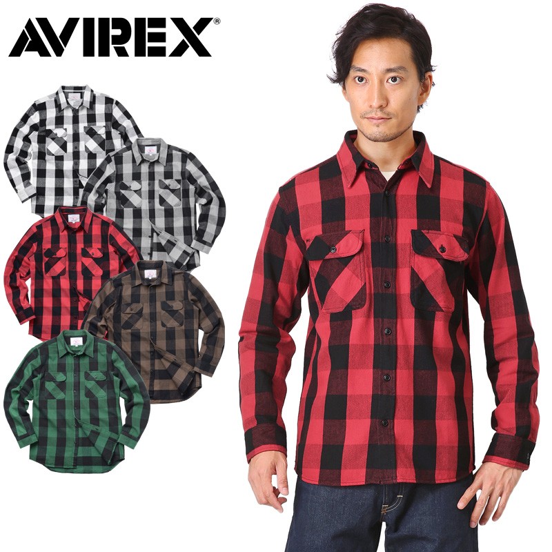 ポイント10倍！AVIREX アビレックス L/S フランネル ブロックチェック シャツ メンズ 長袖 ネルシャツ アメカジ ブランド  6115071【クーポン対象外】【T】