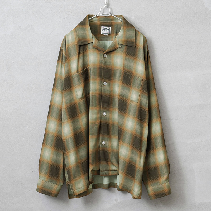 HOUSTON ヒューストン 40989 OMBRE L/S CHECK SHIRT ロングスリーブ...