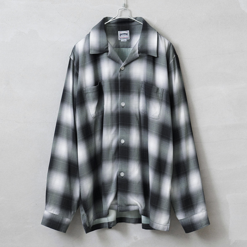 HOUSTON ヒューストン オンブレチェックネルシャツ 長袖 XL 黒 白 楽天市場】HOUSTON ヒューストン チェックシャツ オンブレ