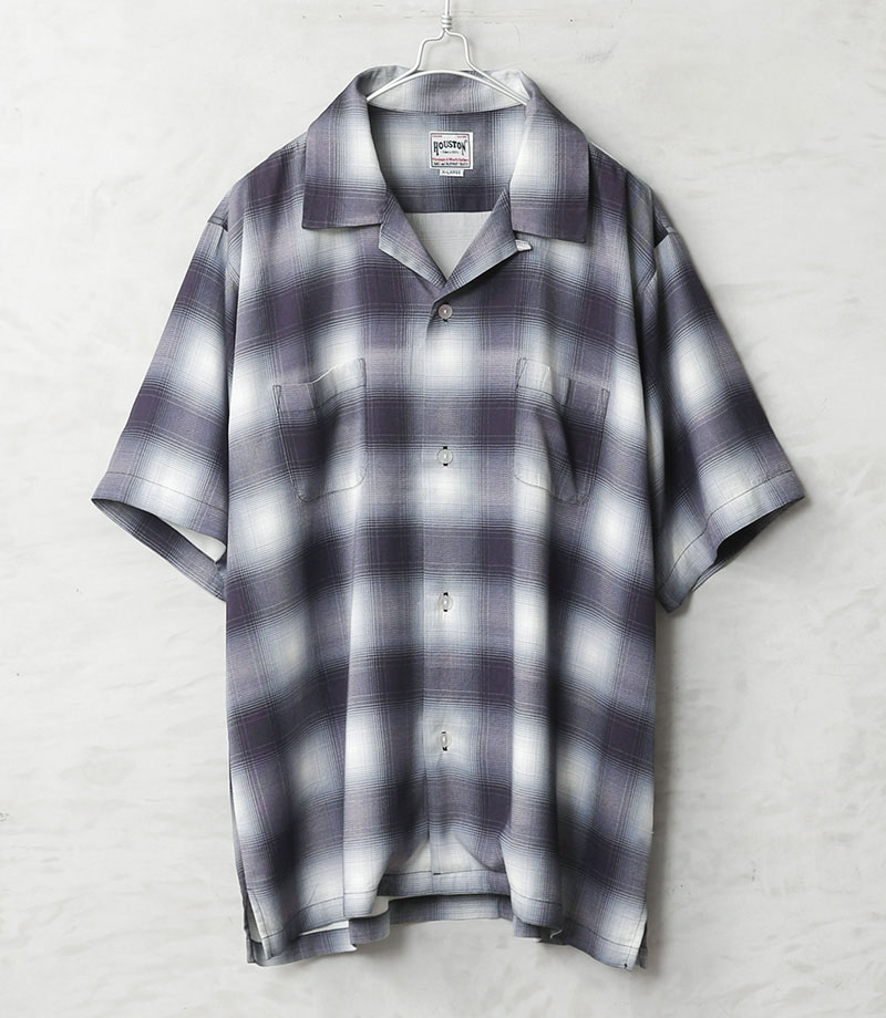 HOUSTON ヒューストン 開襟 オンブレチェックシャツ HOUSTON（ヒューストン） 41285 OMBRE CHECK S/S SHIRT オンブレー