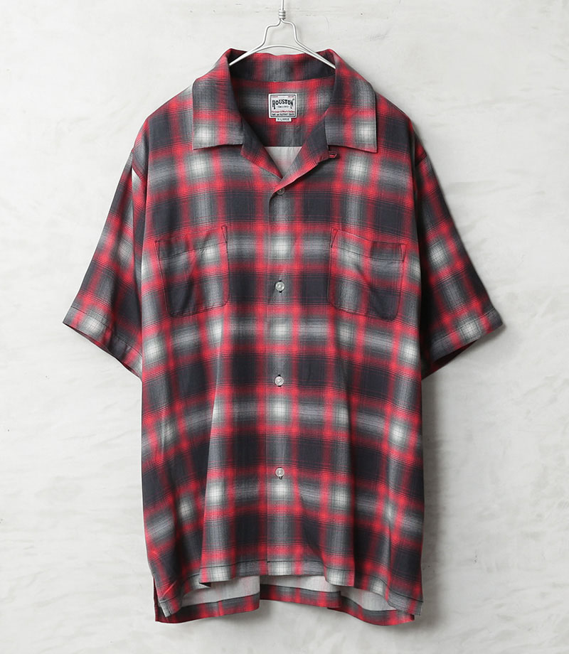 HOUSTON ヒューストン 開襟 オンブレチェックシャツ HOUSTON（ヒューストン） 41285 OMBRE CHECK S/S SHIRT オンブレー