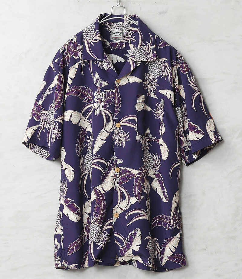 HOUSTON ヒューストン 41351 ALOHA SHIRT（PINEAPPLE）アロハシャツ 日本製 パイナップル フルーツ 総柄 柄シャツ オープンカラー 開襟 アメカジ【R】 | HOUSTON | 02