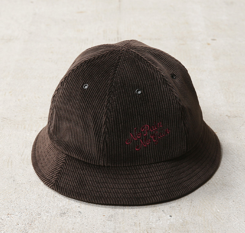 ☆hijiri☆【英国風コーデュロイ八角帽／ブラウン+ブラック】 HIGHER（ハイアー） 別注 ミリタリーサージ × レザーブリム キャップ