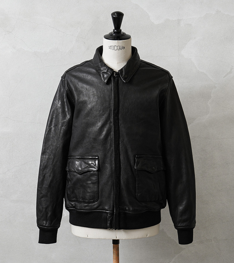 HOUSTON ブラックレザージャケット 42R HOUSTON（ヒューストン） 8244 A-2 SHEEP LEATHER JACKET シープスキン