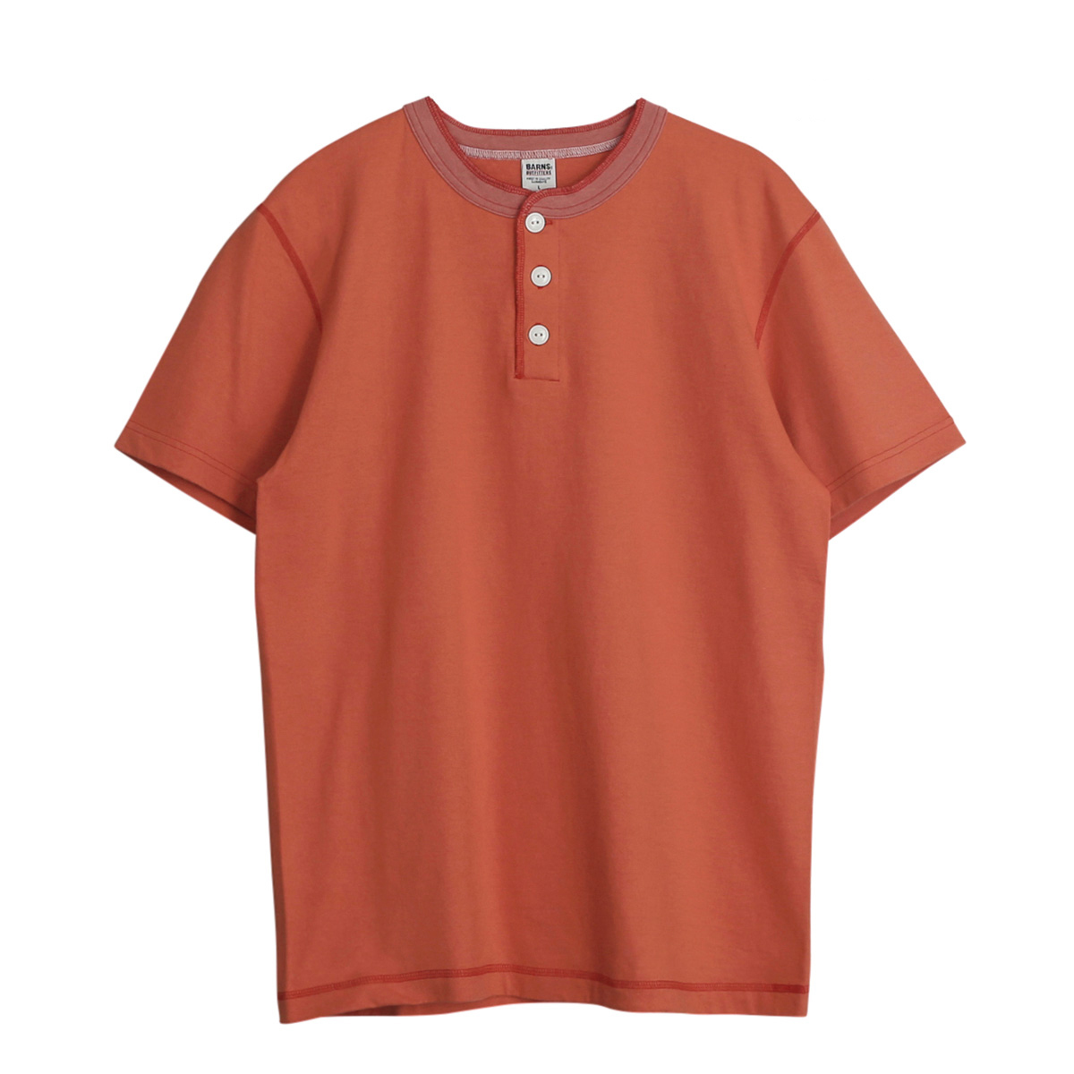 BARNS バーンズ BR-8146 ヴィンテージ S/S ヘンリーネックTシャツ 日本製 メンズ 半袖 ボタン付き カットソー 厚手 肉厚 アメカジ  ブランド【Sx】【T】